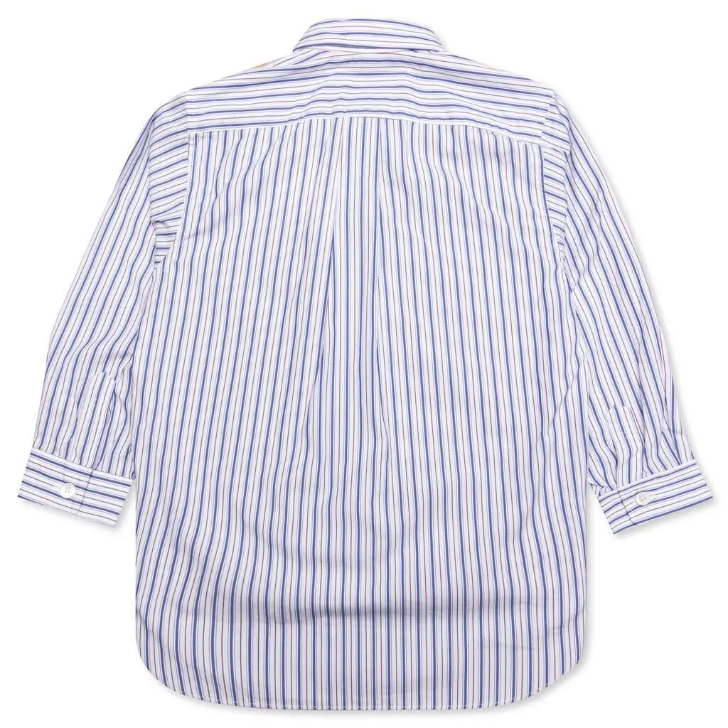 Kid's Striped Shirt - White/Blue/Brown