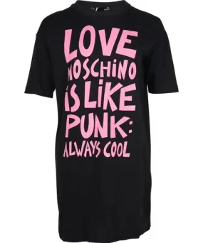 Love Moschino Graphic Slogan Print T-shirt Dress in Black Cotton