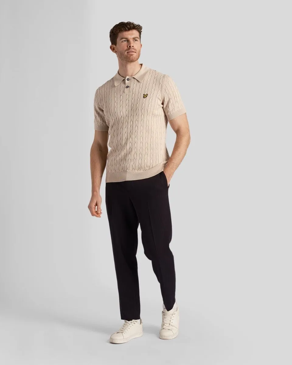 Lyle & Scott Cable Knitted Polo Shirt Jumper Cove