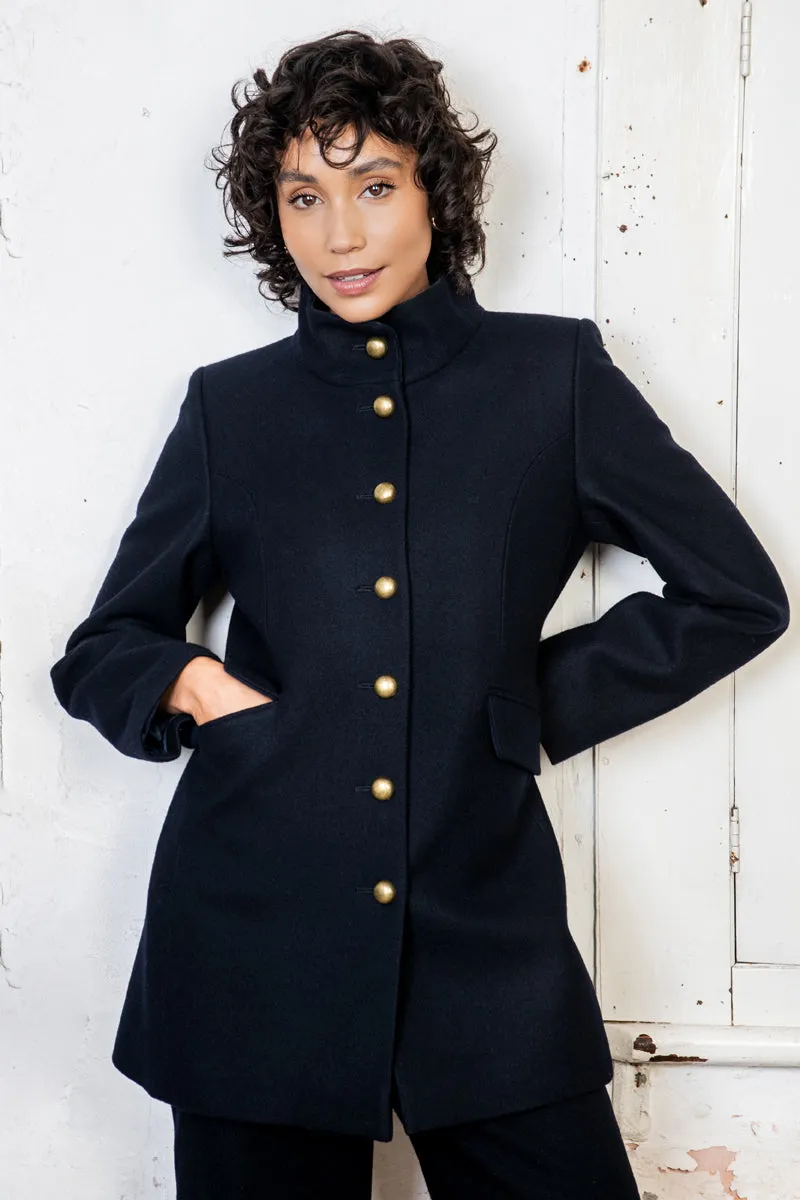 Lynn Tweed Coat - Navy Melton