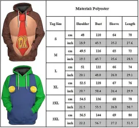 Mario Luigi Peach Bowser Donkey Kong Costume Adults Unisex Hoodies ...