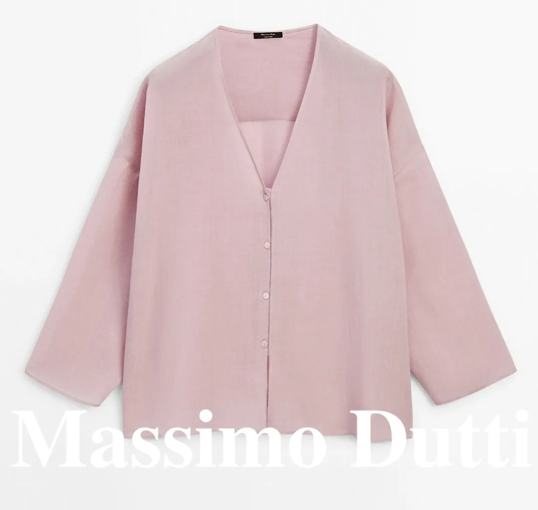 Massimo Dutti  |Linen Plain Shirts & Blouses