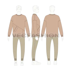 Men Oversized Sweater Flat Sketch