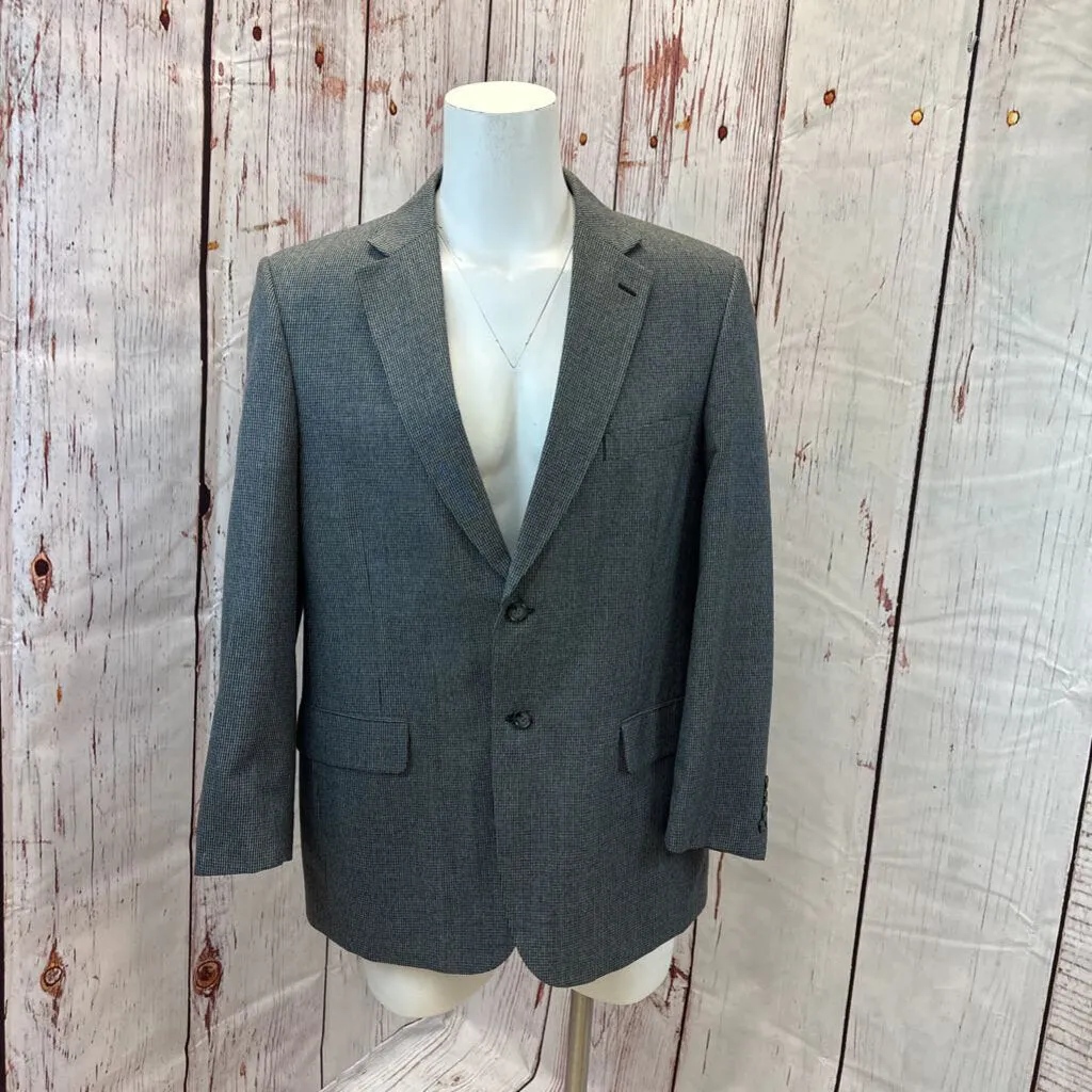 MENS SADDLEBRED GREY BLACK HOUNDSTOOTH SUIT JACKET SIZE LARGE TC3