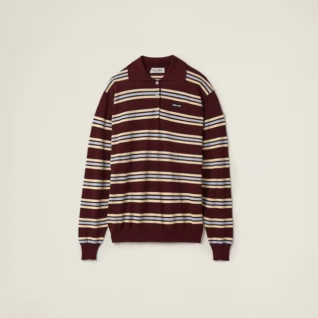 MiuMiu  |Stripes Casual Style Long Sleeves Cotton Office Style