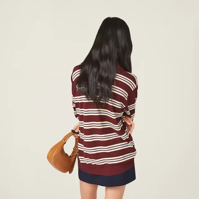 MiuMiu  |Stripes Casual Style Long Sleeves Cotton Office Style