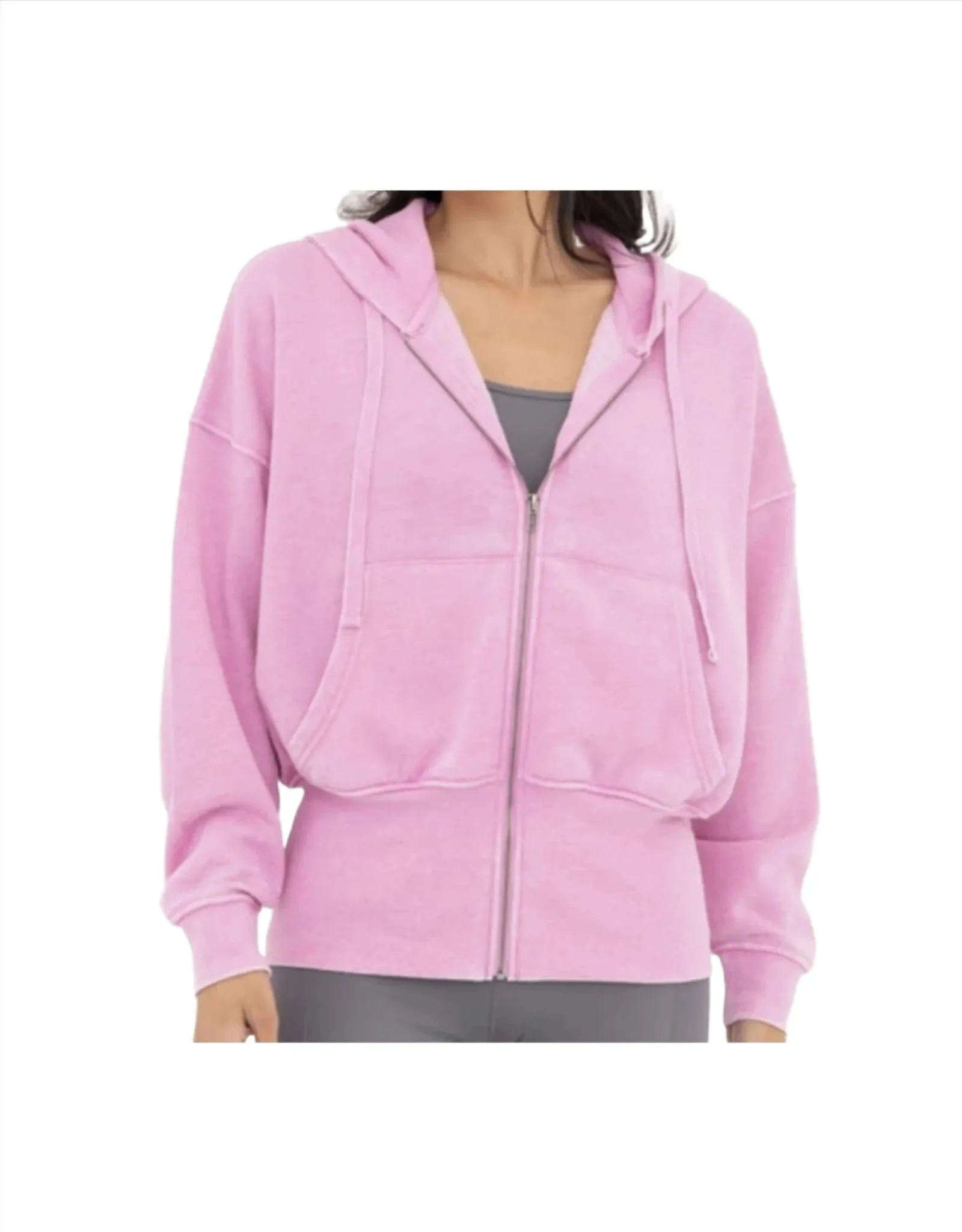 Mono B Fleece Hoodie Jacket KJ11571 Fuschia