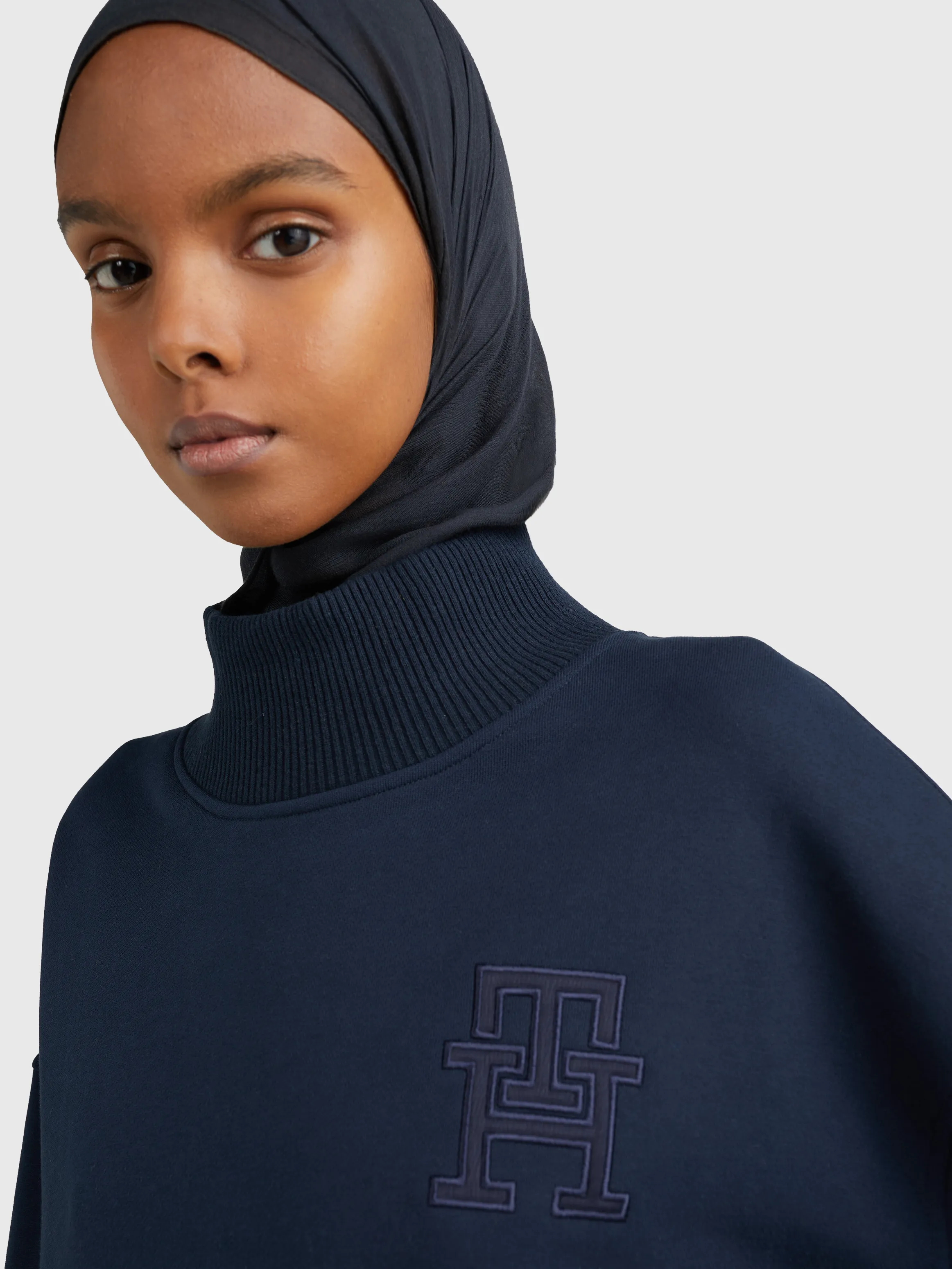 Monogram Applique Relaxed Mock Turtleneck Sweatshirt | Sweatshirts & Hoodies | Tommy Hilfiger