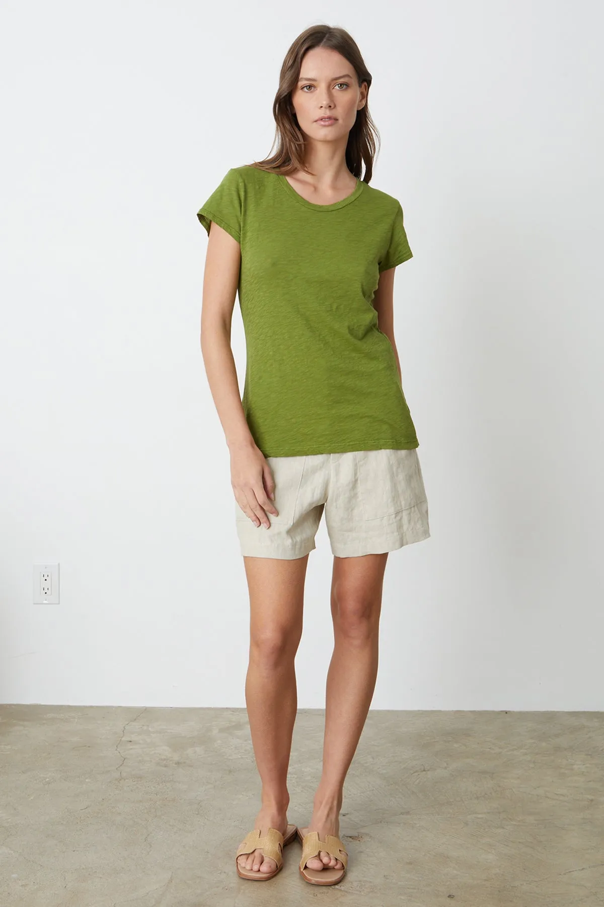 ODELIA COTTON SLUB CREW NECK TEE