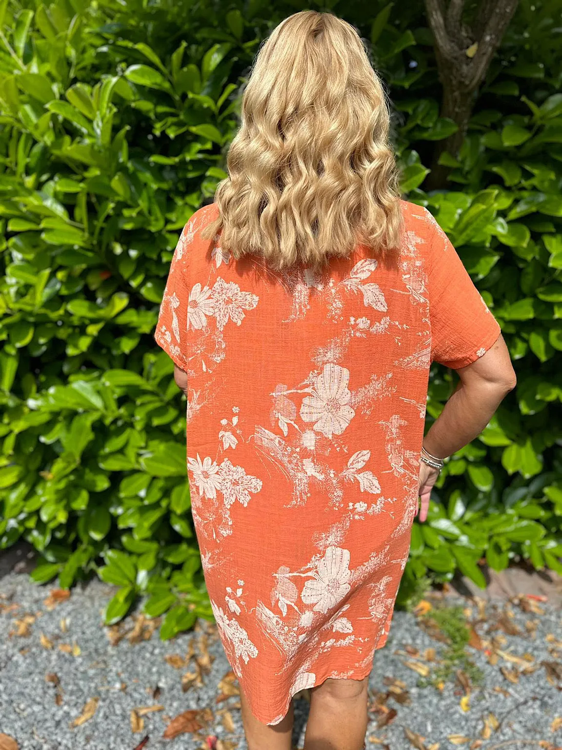 Orange Daisy Floral Pocket Dress Rebecca