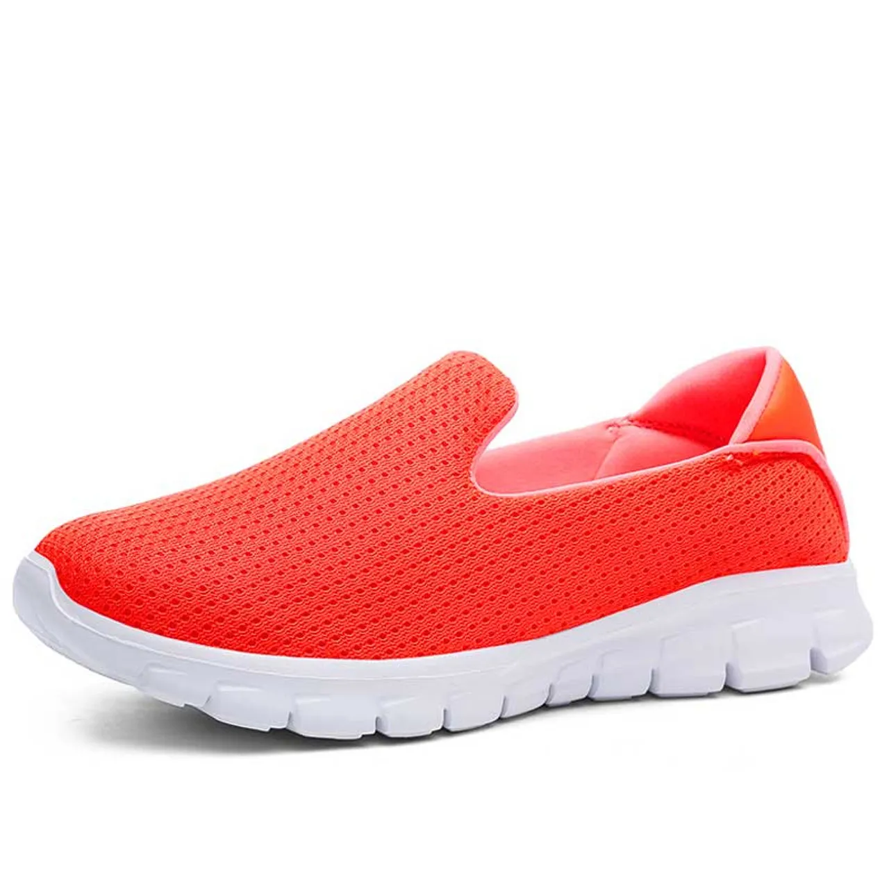 Orange mesh plain casual slip on shoe sneaker