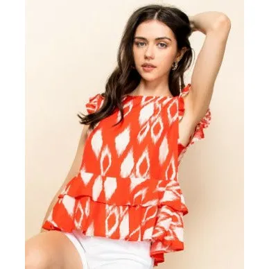 Paige Ruffle Printed THML Top-SALE