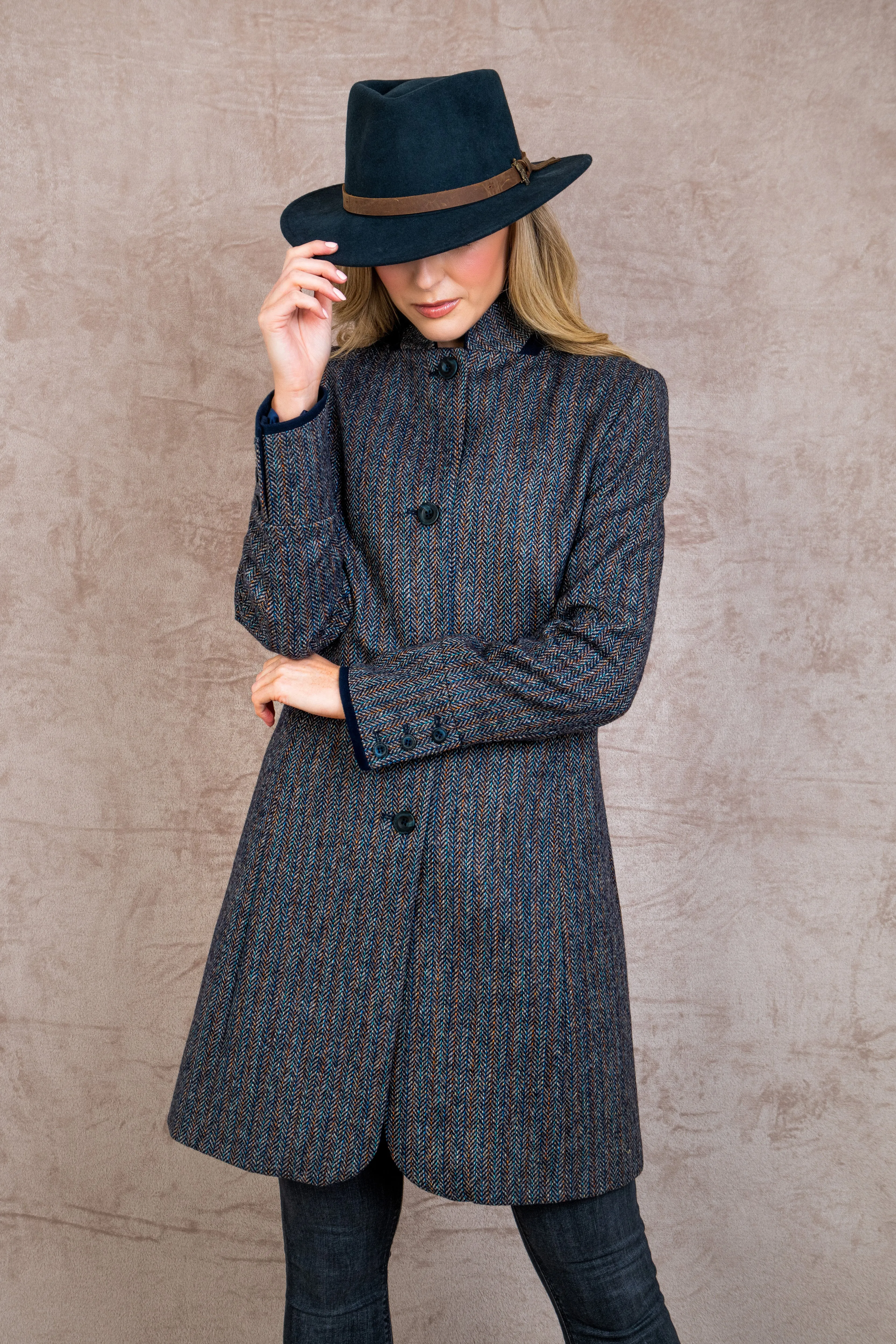 Pamela Tweed Coat - Blue Moon Herringbone