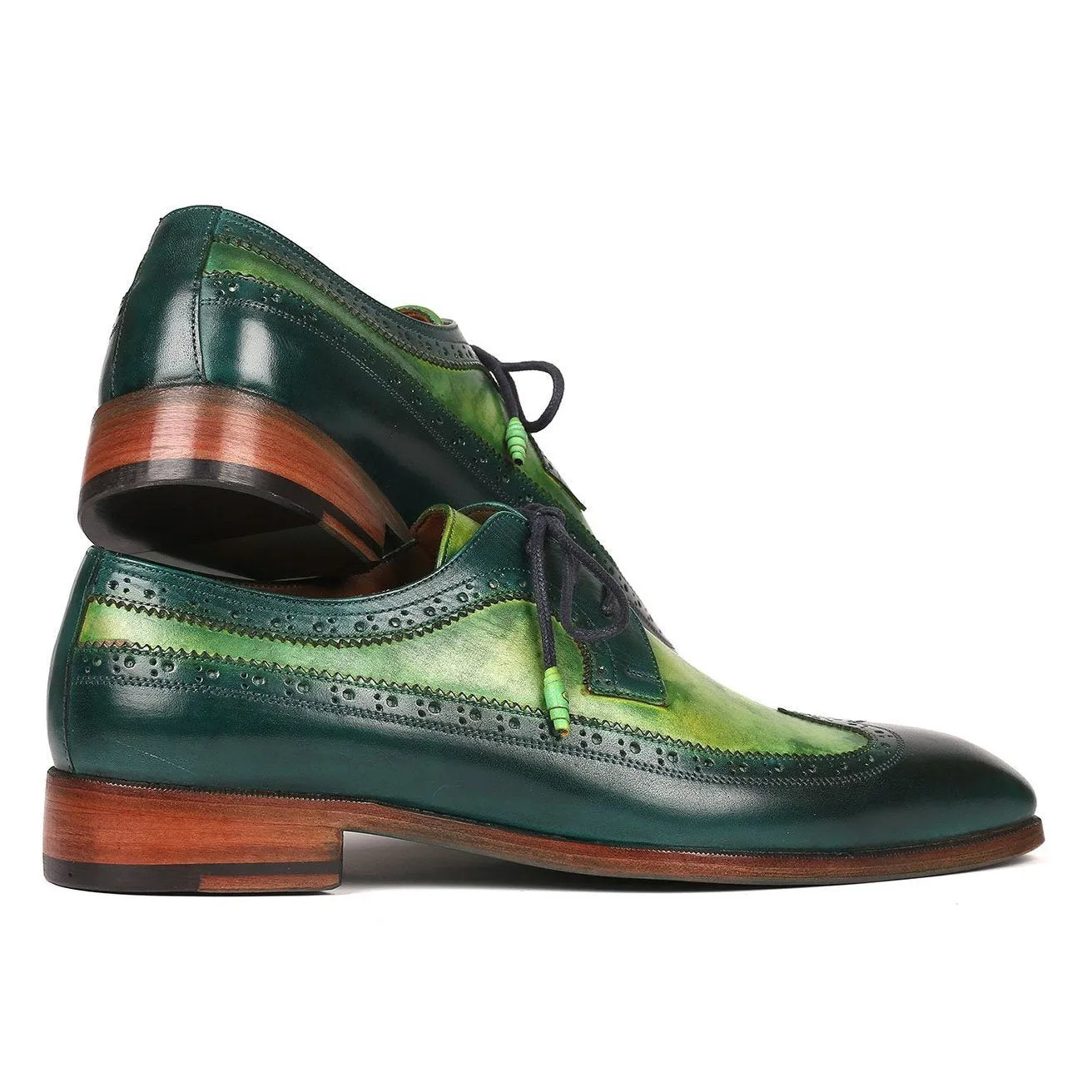 Paul Parkman 6931GRN Men's Shoes Green Calf-Skin Leather Oxfords (PM6217)