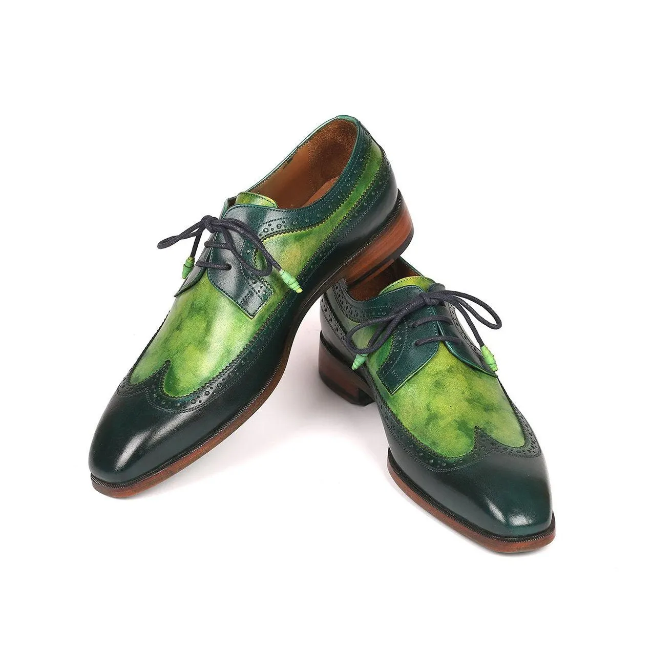 Paul Parkman 6931GRN Men's Shoes Green Calf-Skin Leather Oxfords (PM6217)