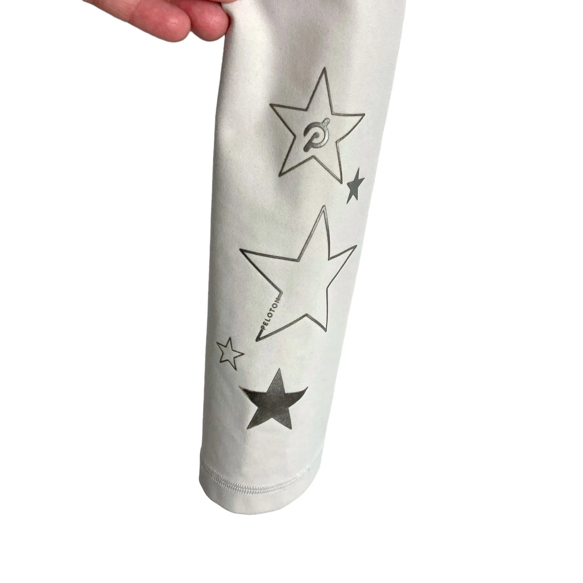 Peloton Black and White Star Print Hem Leggings- Size XL (Inseam 25”)