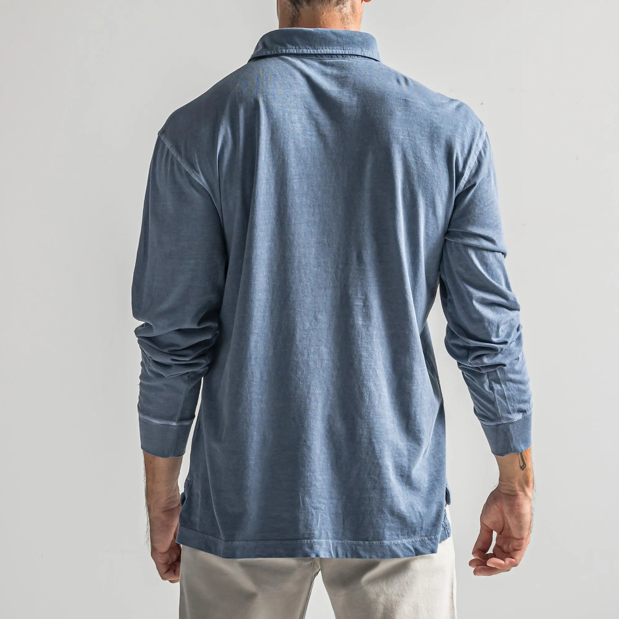 Perry Long Sleeve Polo - Vintage Indigo