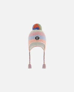 Peruvian Knit Hat Pastel Colors With Tassels