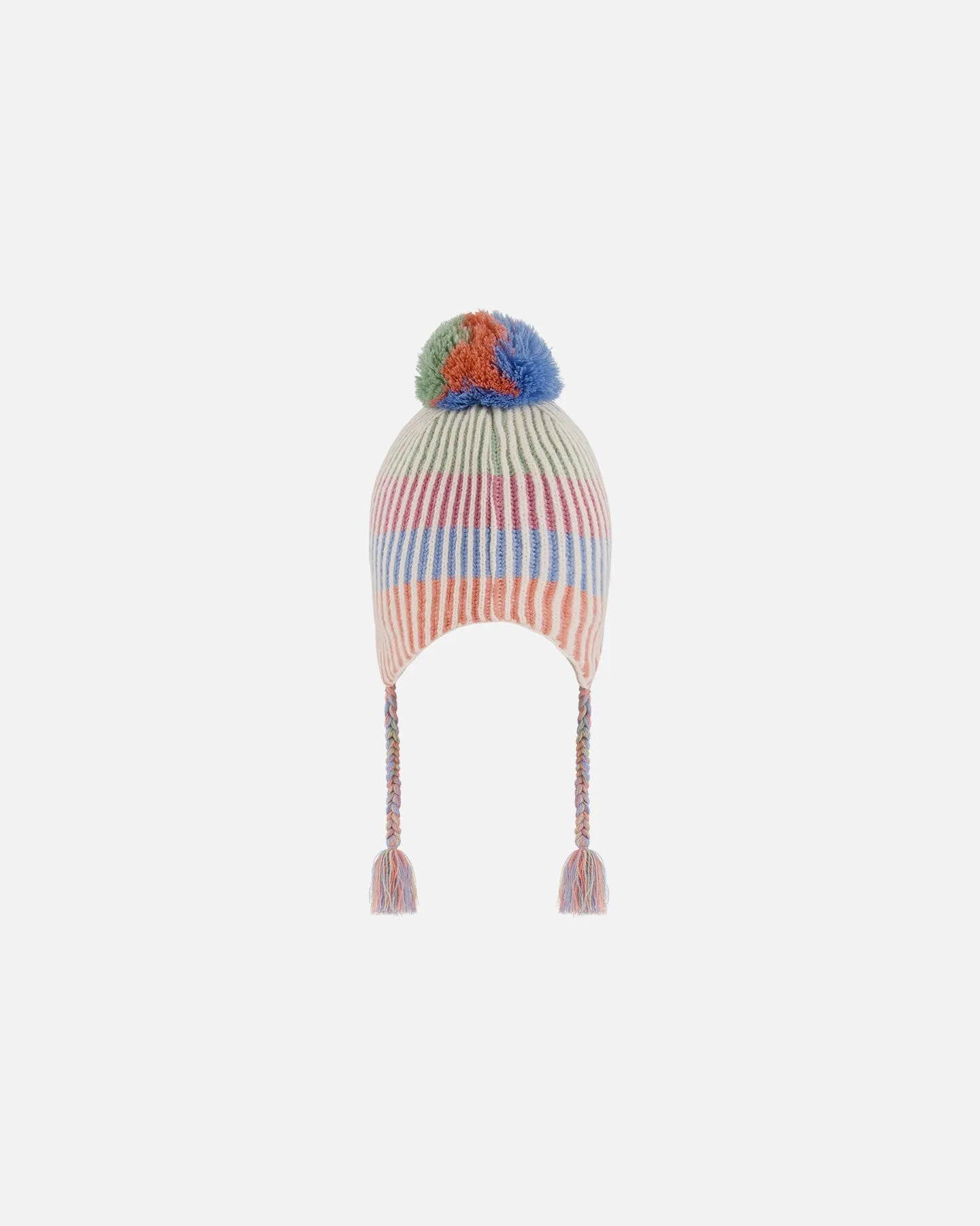 Peruvian Knit Hat Pastel Colors With Tassels