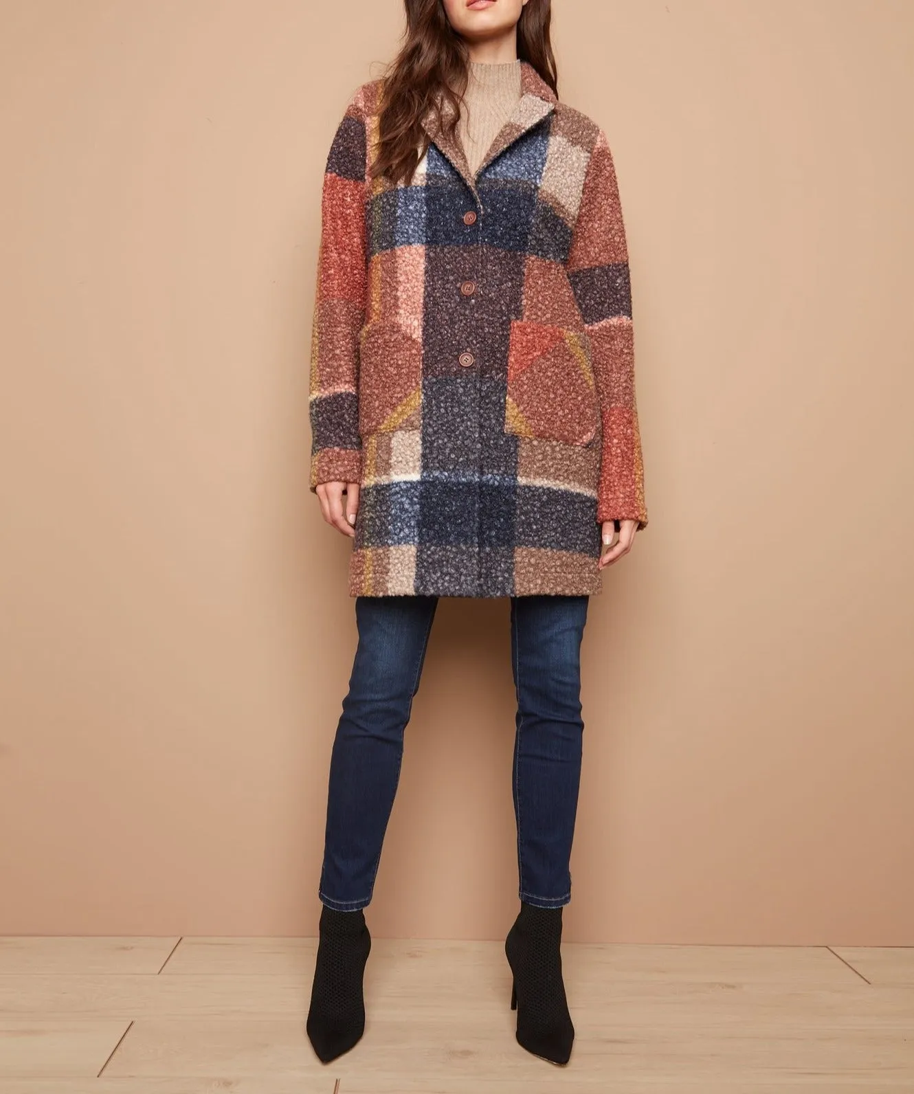 Plaid Boucle Coat