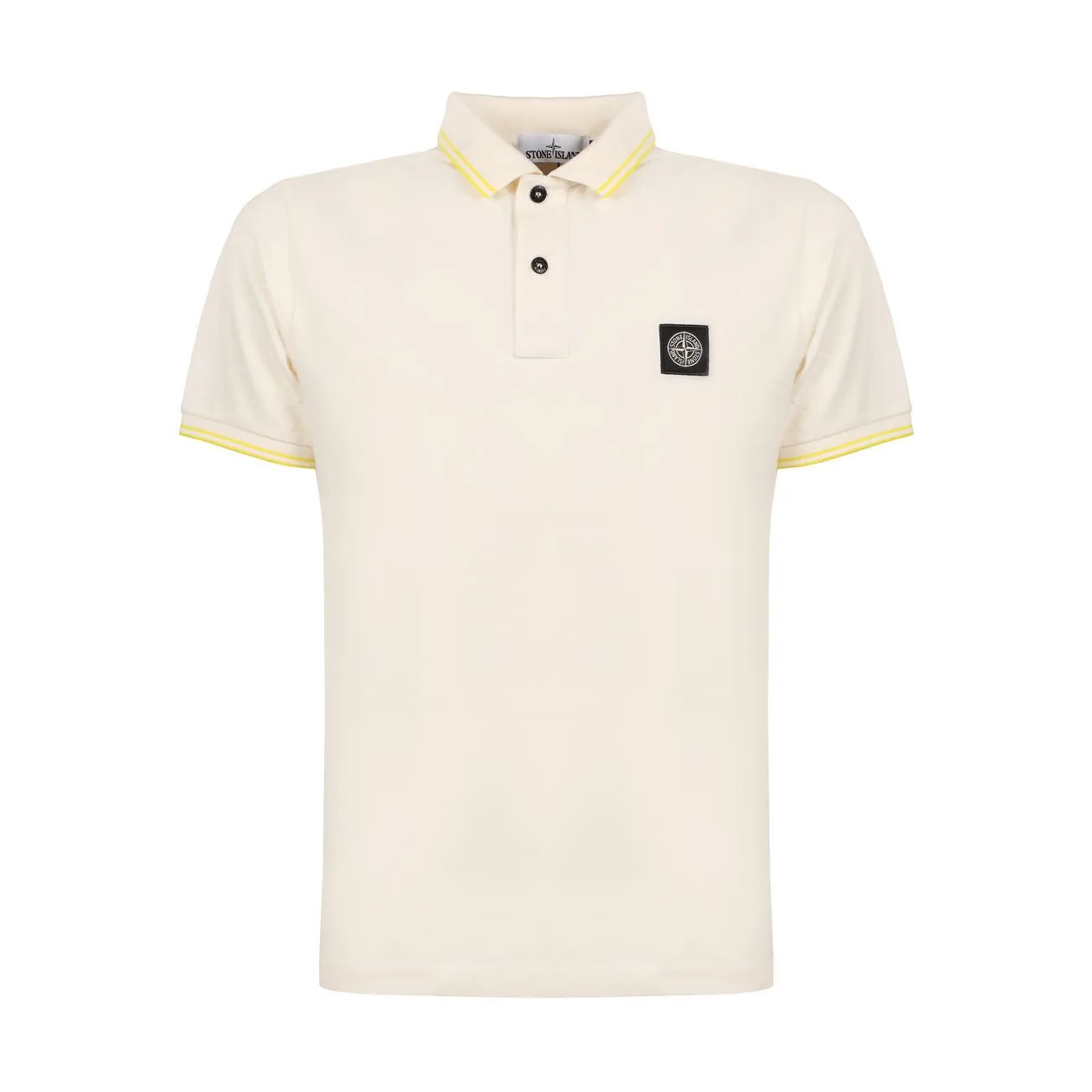 POLO IN COTONE PIQUET SLIM FIT CON BORDINO Uomo Avorio Giallo