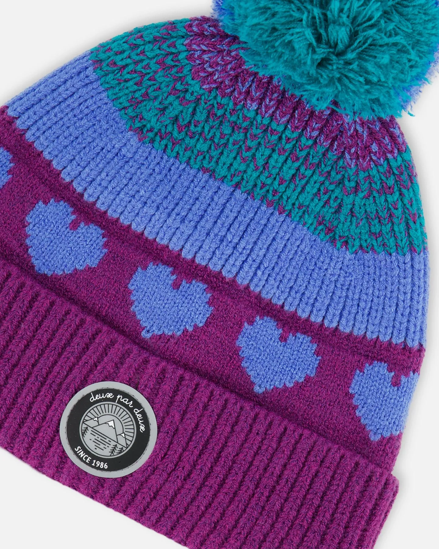 Pompom Knit Hat Gradient Mauve