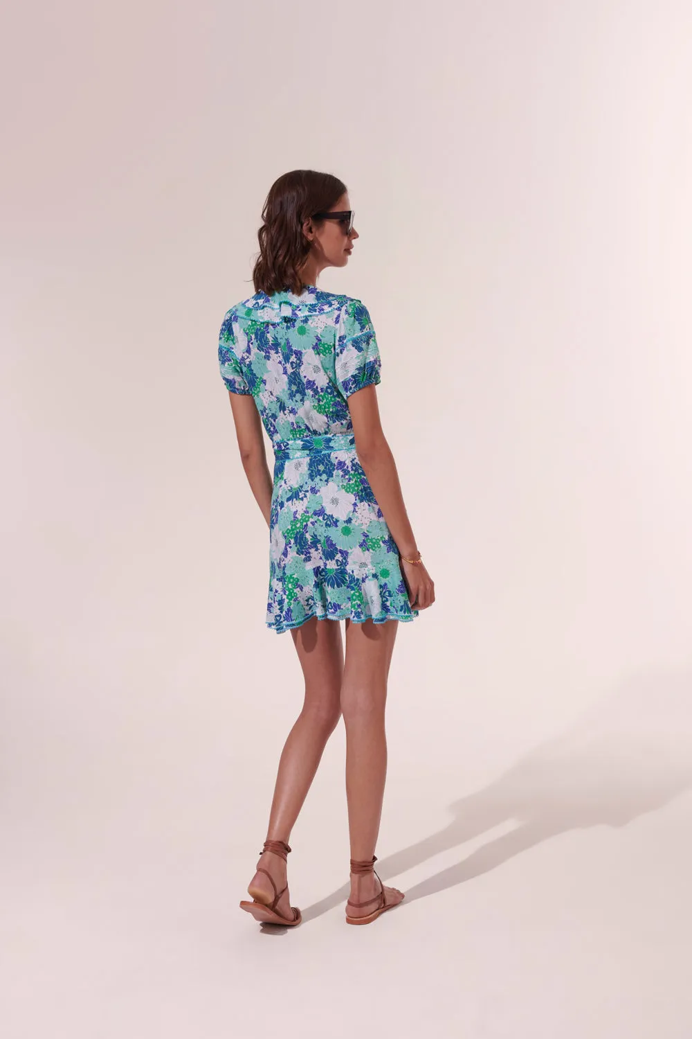 Poupette St. Barth - Mini Dress Aude - Aqua Flower Mix