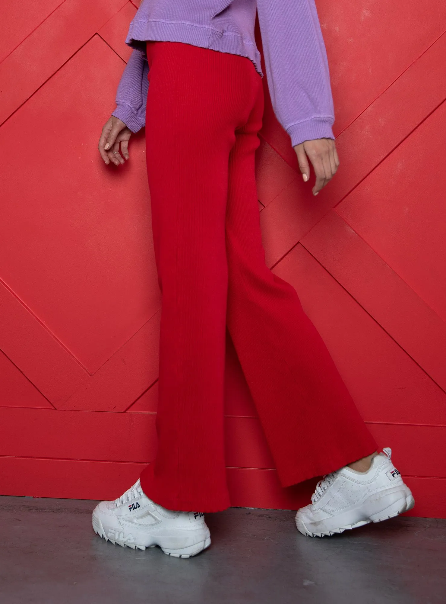 Red Wide Leg Pants