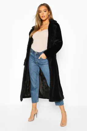 Revere Collar Faux Fur Coat