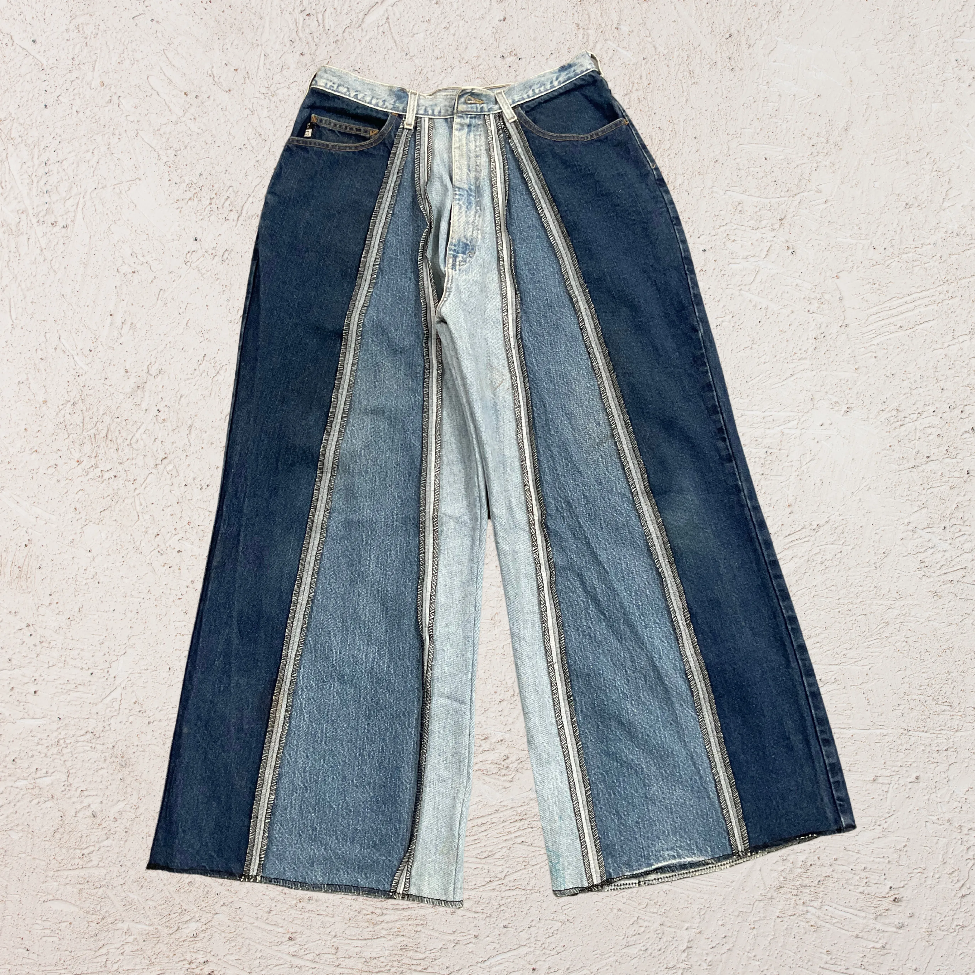 REWORKED DENIM STRIPE PANEL JEANS SS24