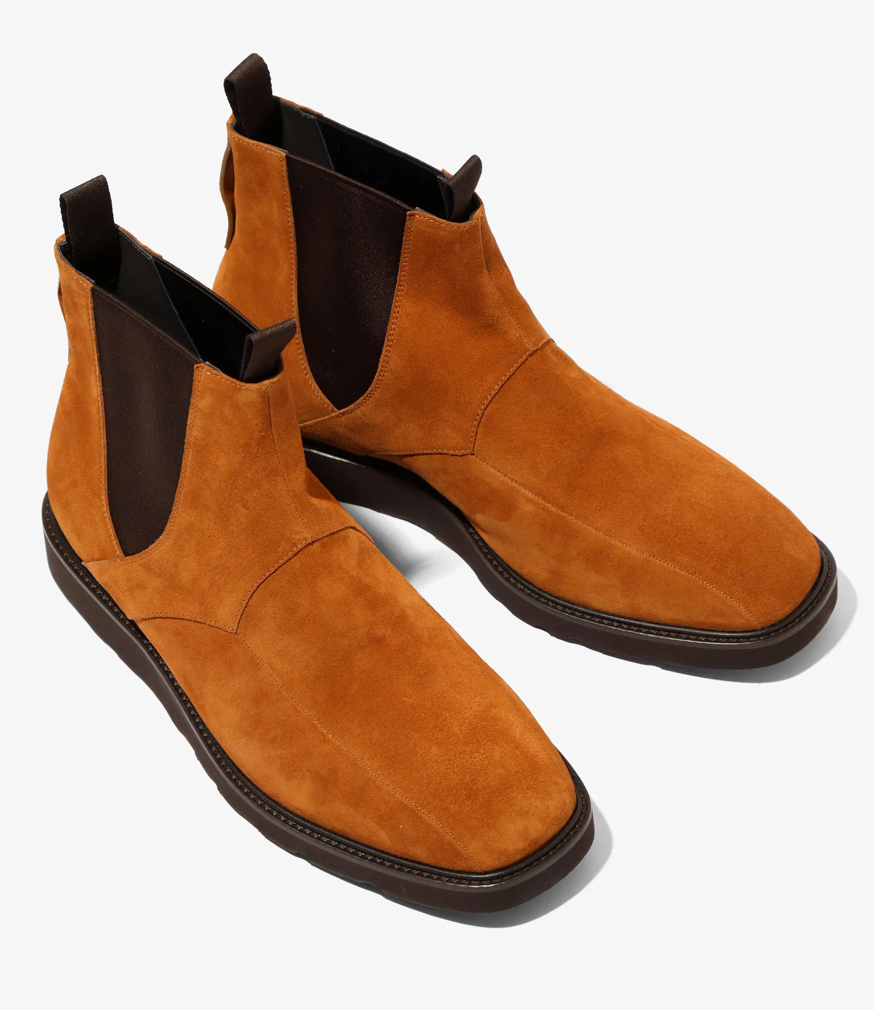 Square Toe Chelsea Boot – Brown Suede