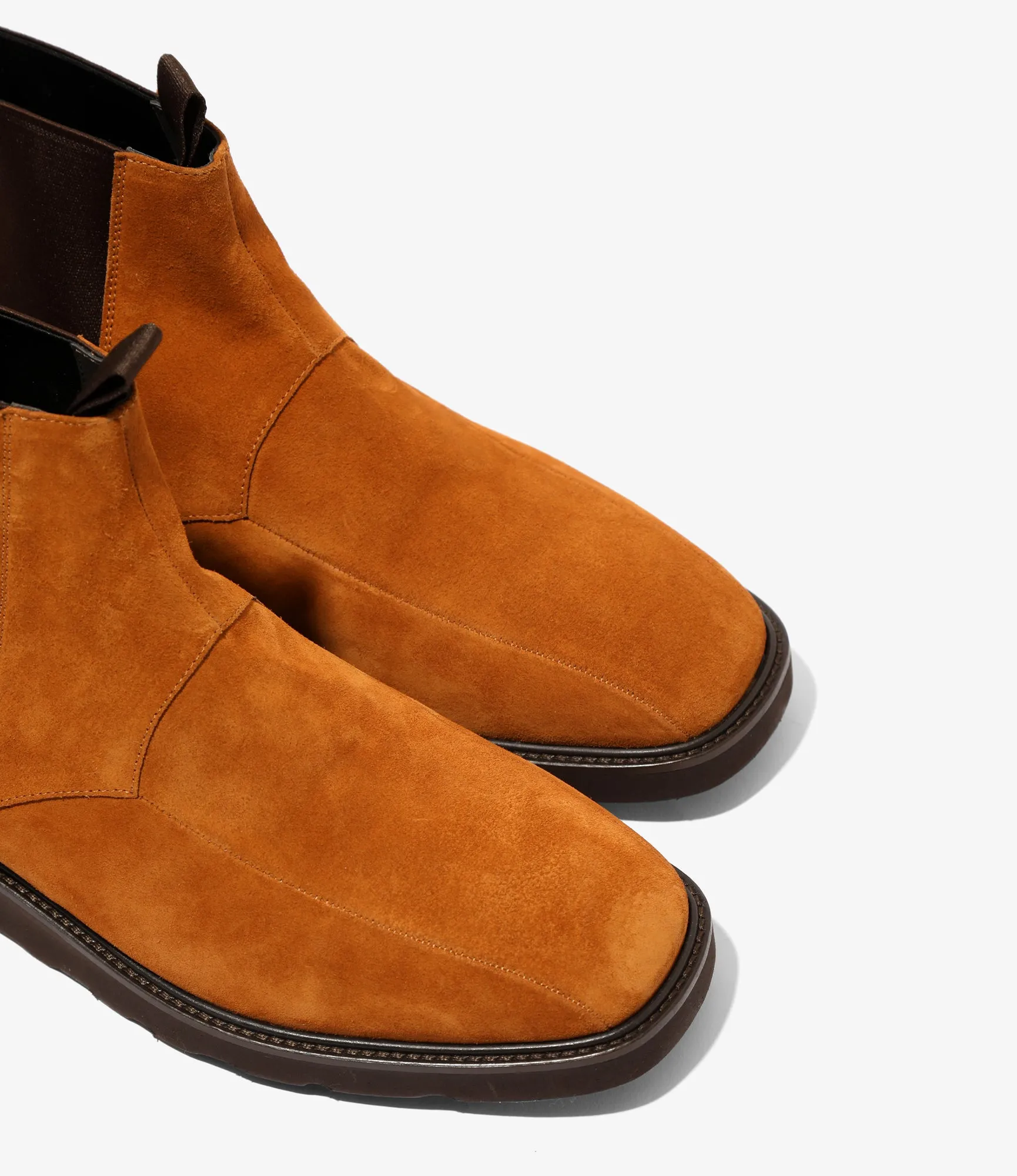 Square Toe Chelsea Boot – Brown Suede