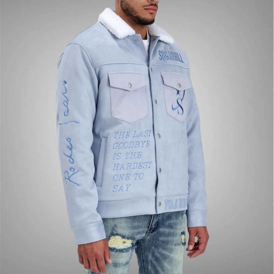 Sugar hill Rodeo suede jacket baby blue