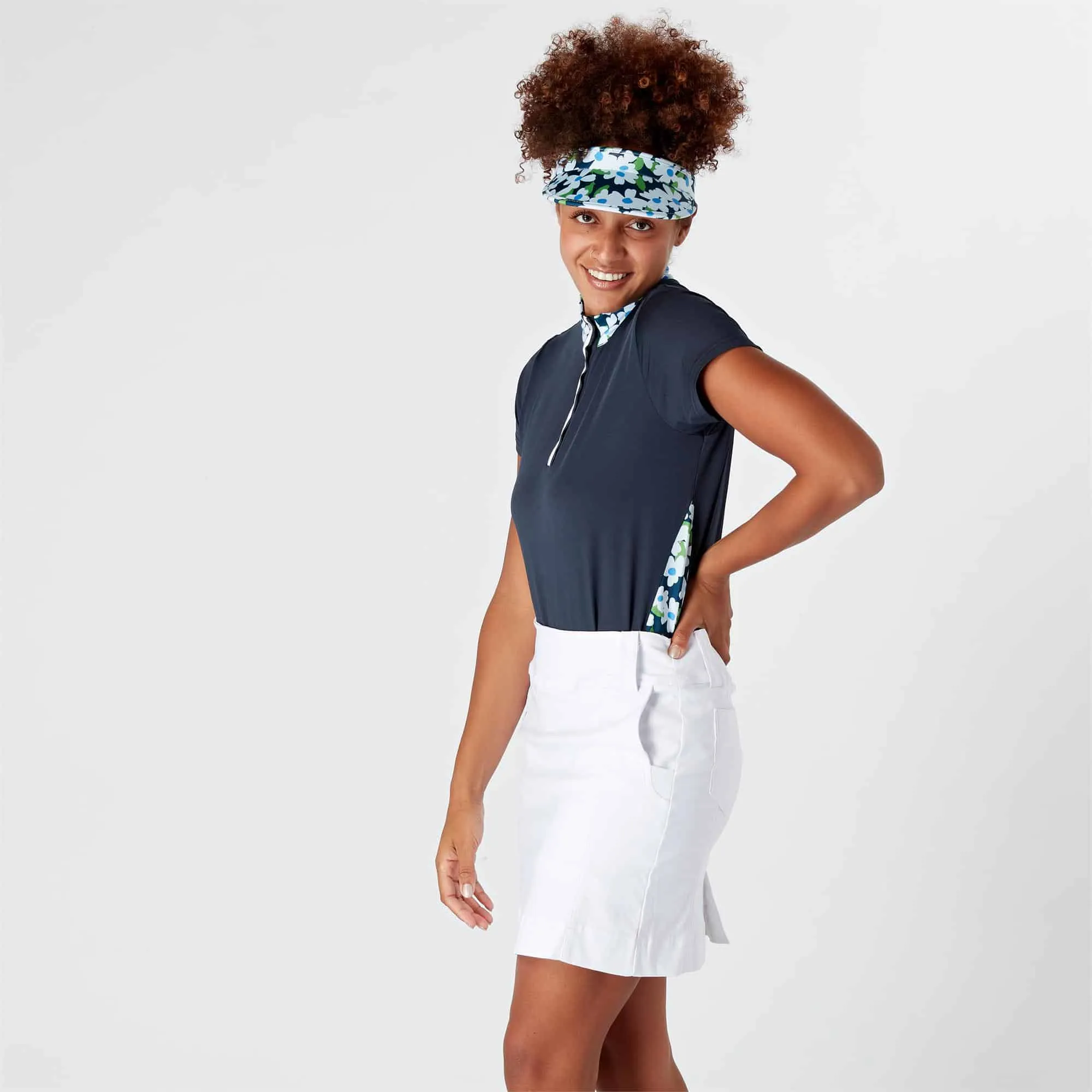 Swing Out Sister Clarissa Cap Sleeve Ladies Golf Polo Shirt Navy Blazer