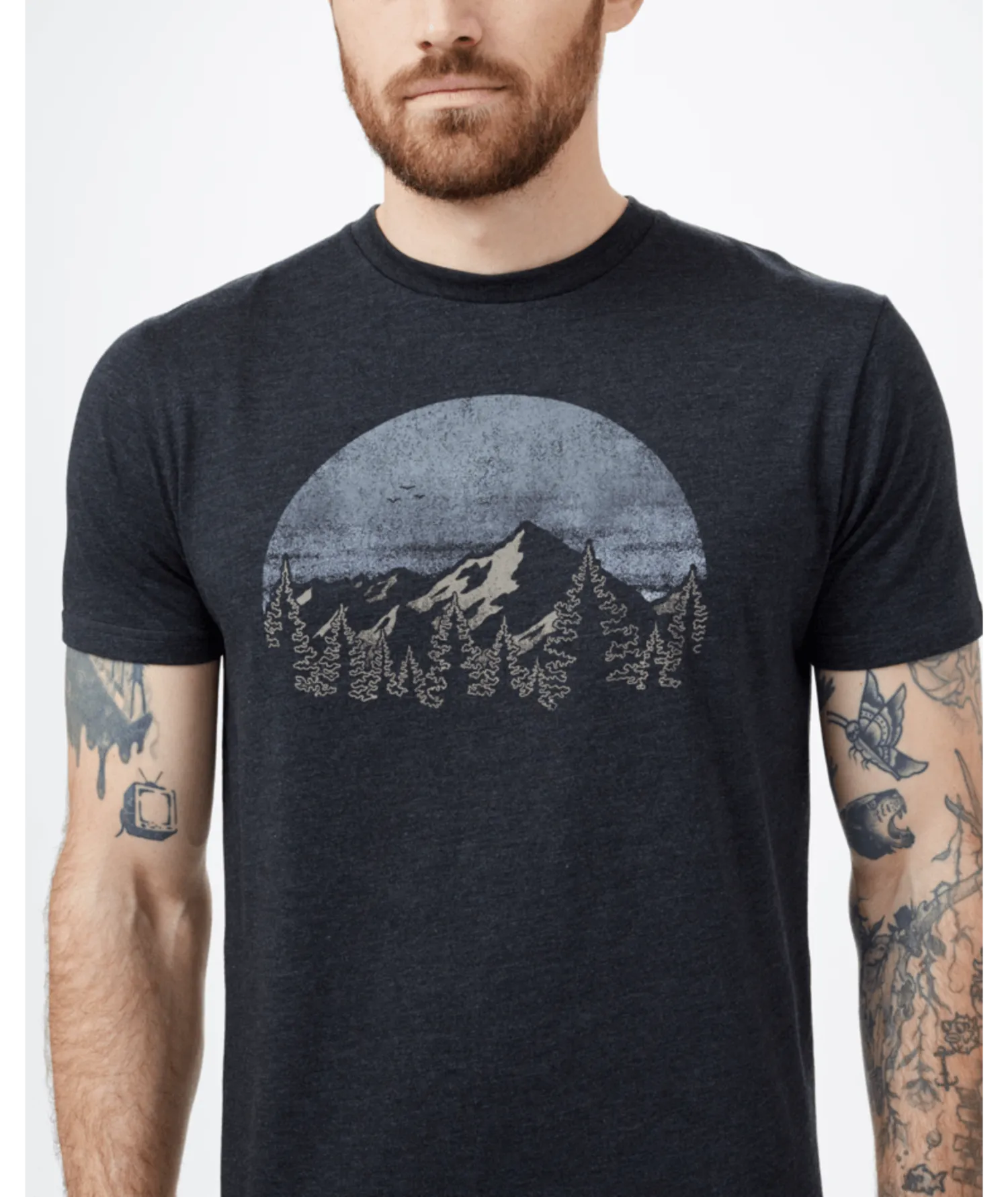 Tentree Vintage Sunset T-Shirt In Meteorite Black Heather