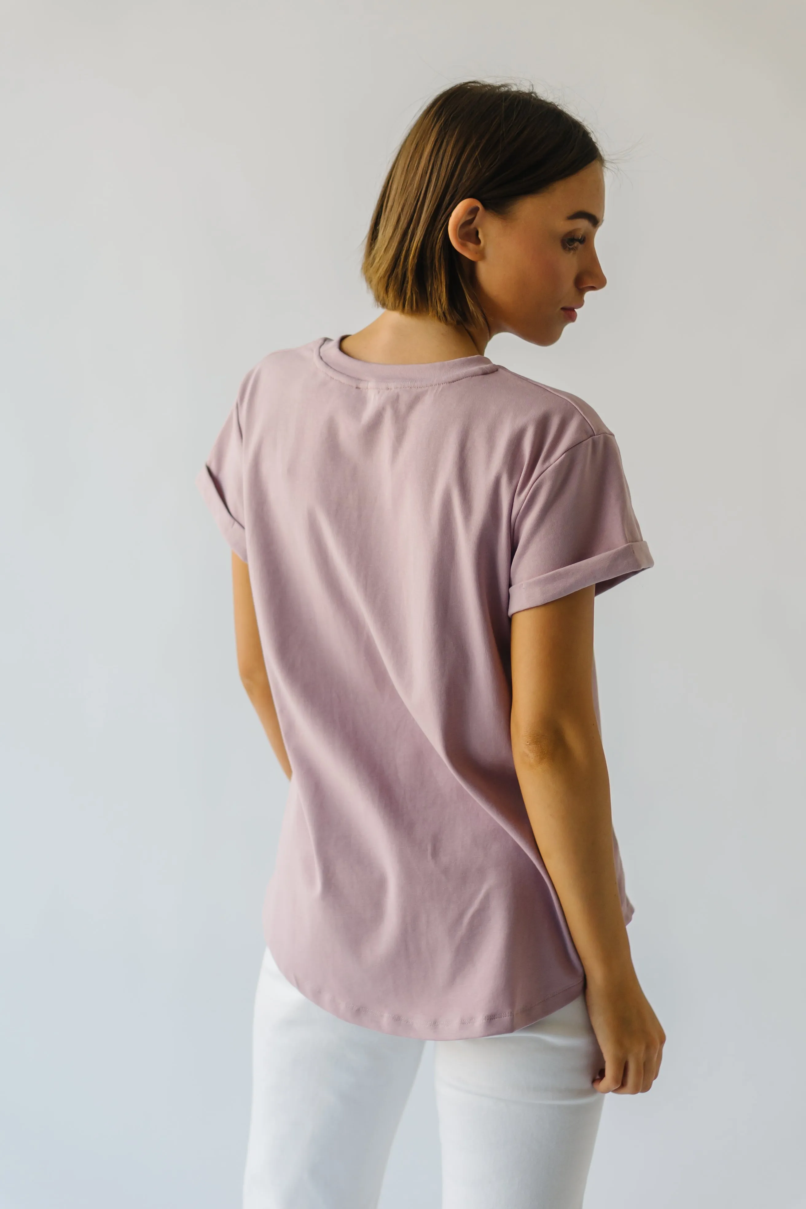 The Ellington Cuffed Sleeve Tee in Dusty Mauve