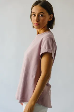 The Ellington Cuffed Sleeve Tee in Dusty Mauve