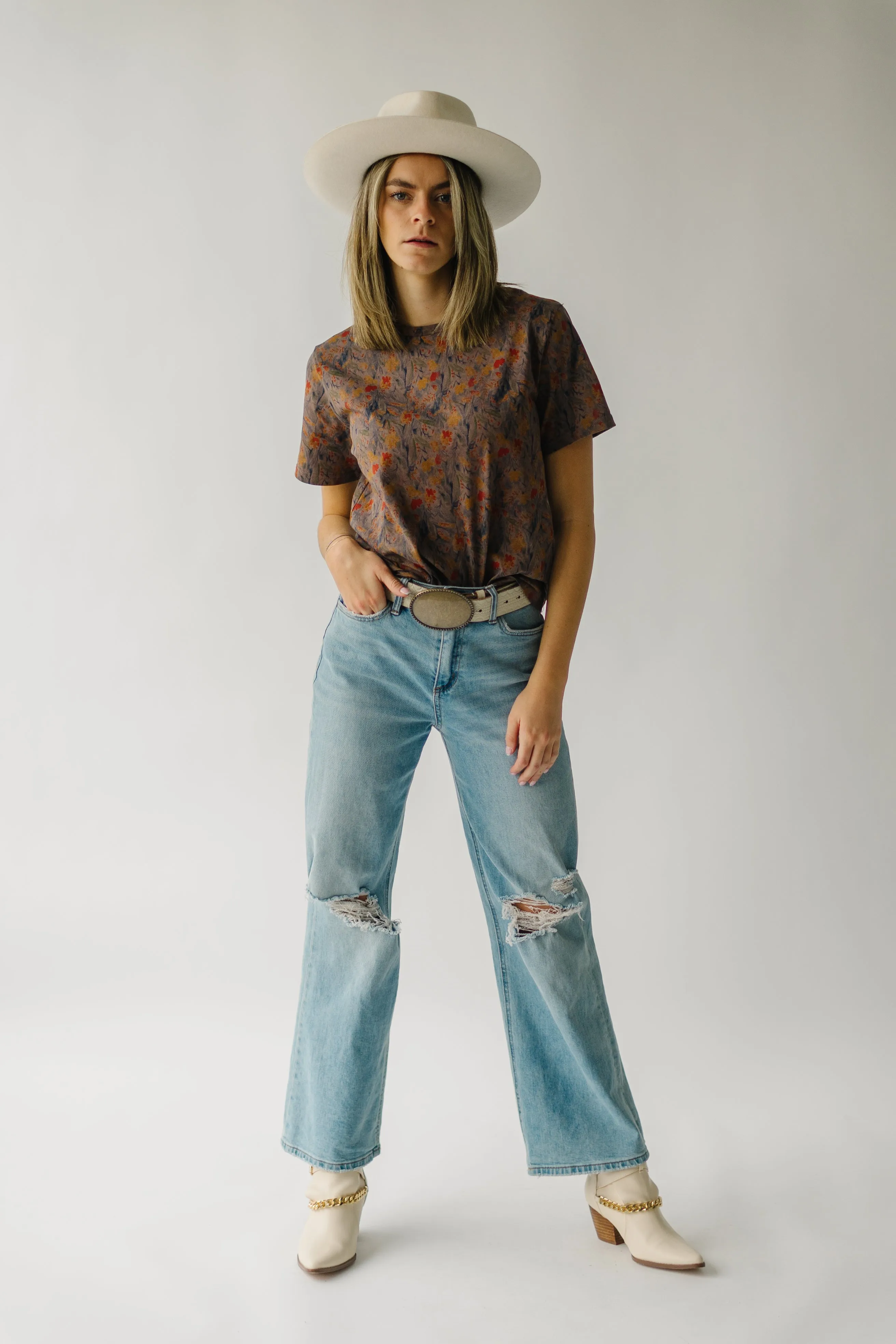 The Shaniko Short Sleeve Tee in Mocha Floral