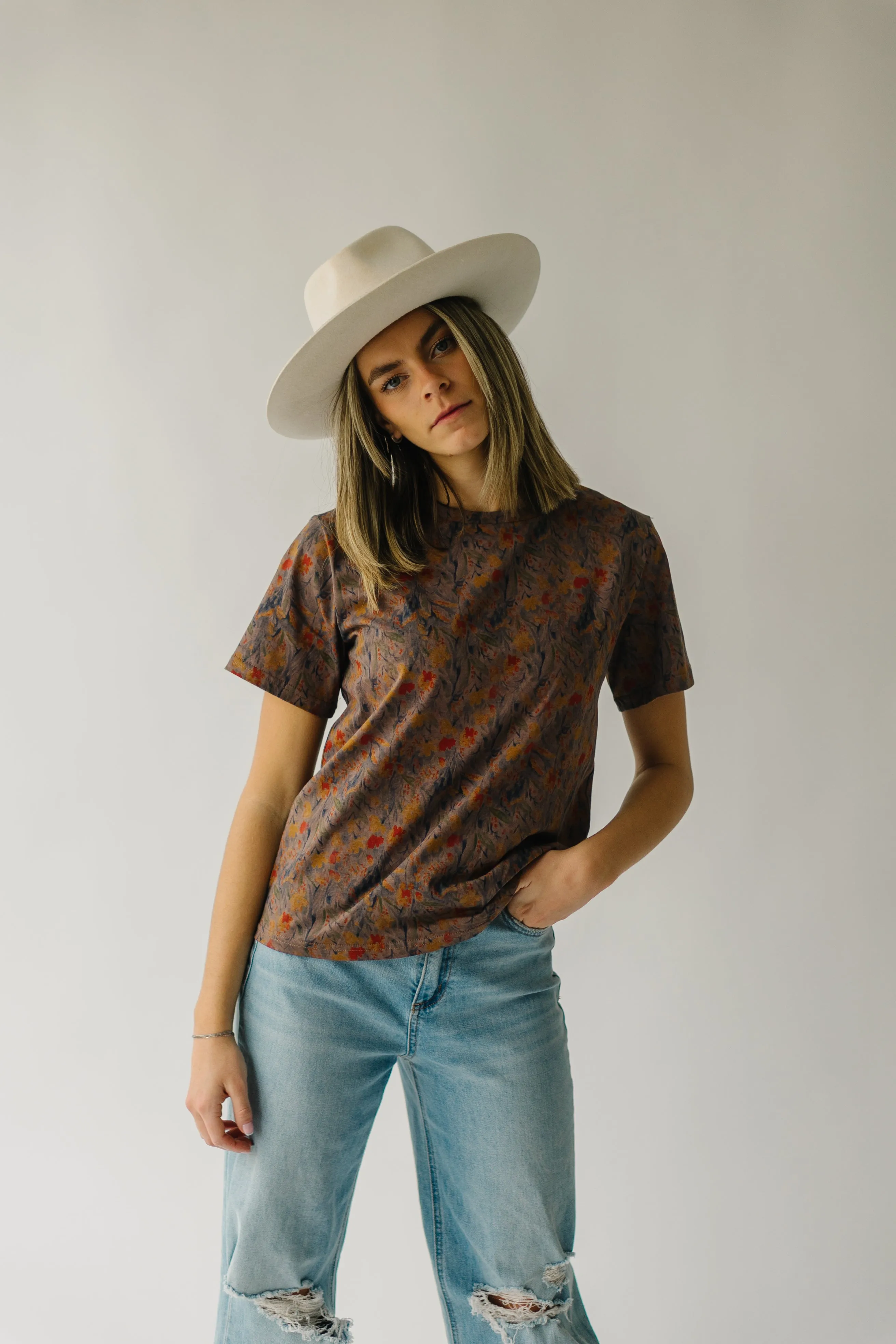 The Shaniko Short Sleeve Tee in Mocha Floral