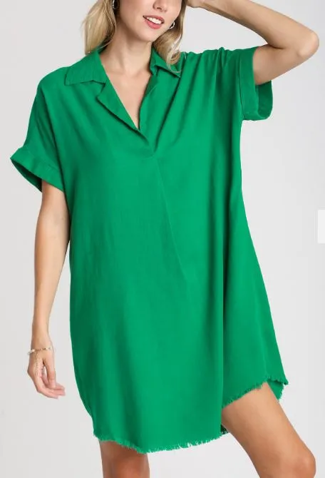 Umgee Short Sleeve Shirt Dress