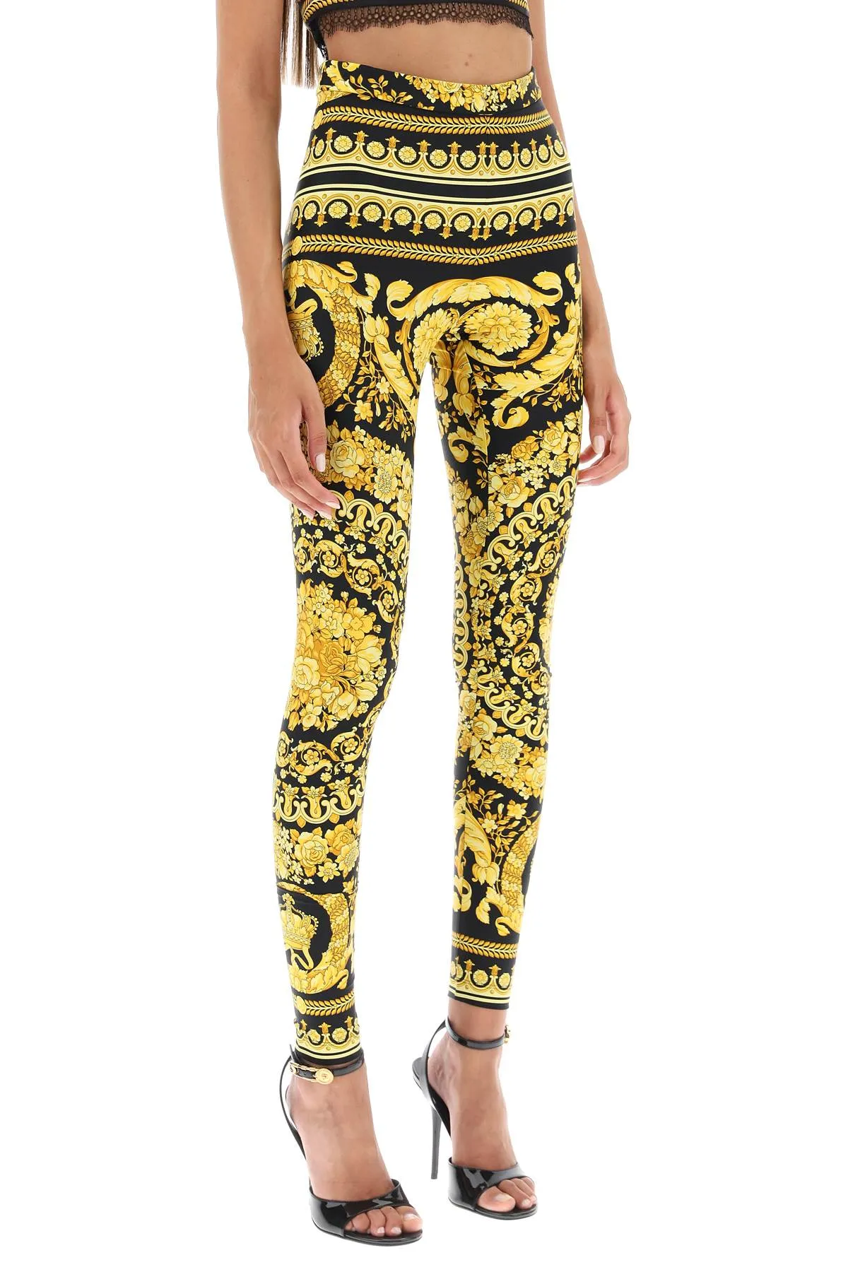 Versace barocco leggings 1003900 1A04239 BLACK GOLD