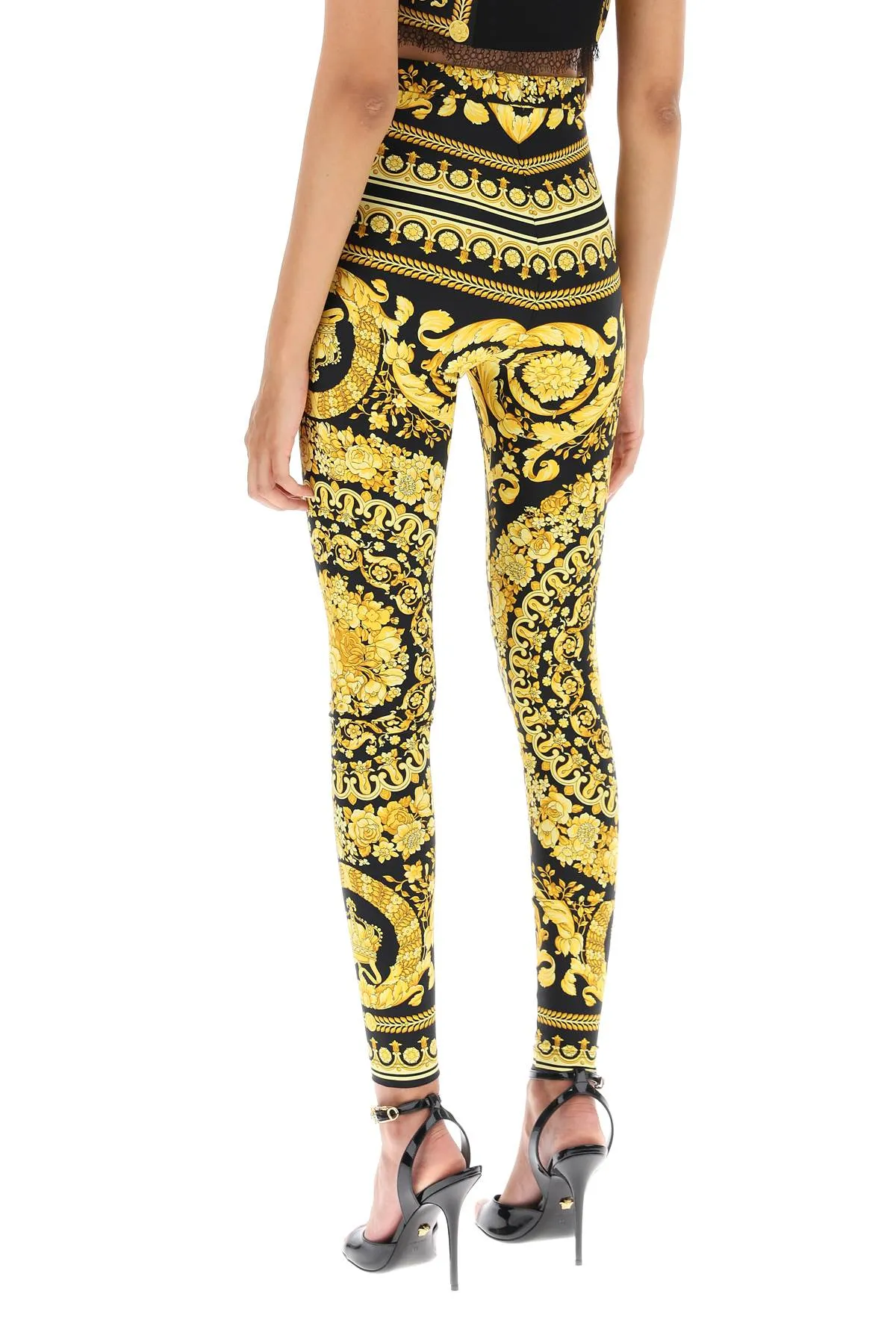 Versace barocco leggings 1003900 1A04239 BLACK GOLD