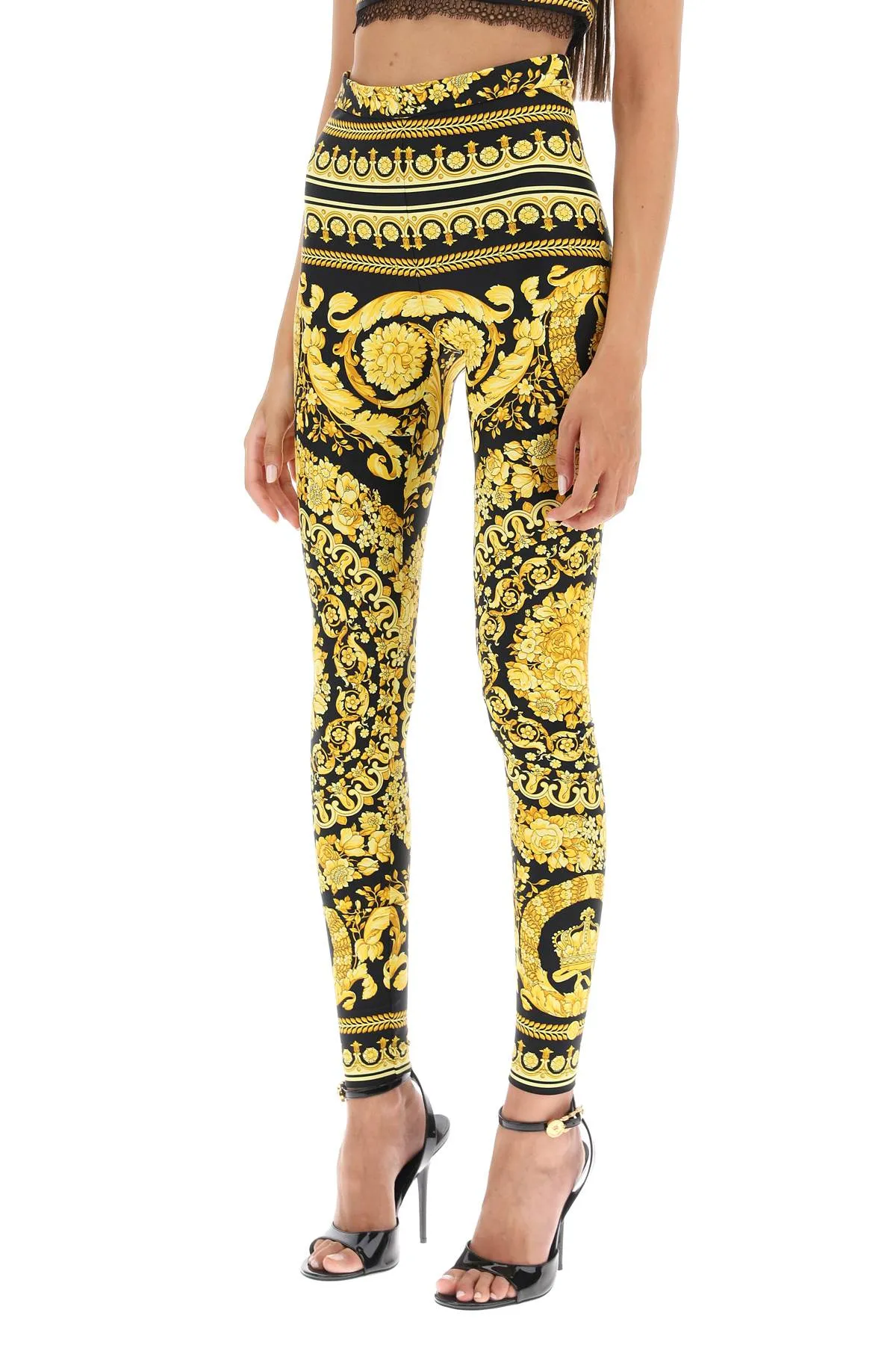 Versace barocco leggings 1003900 1A04239 BLACK GOLD