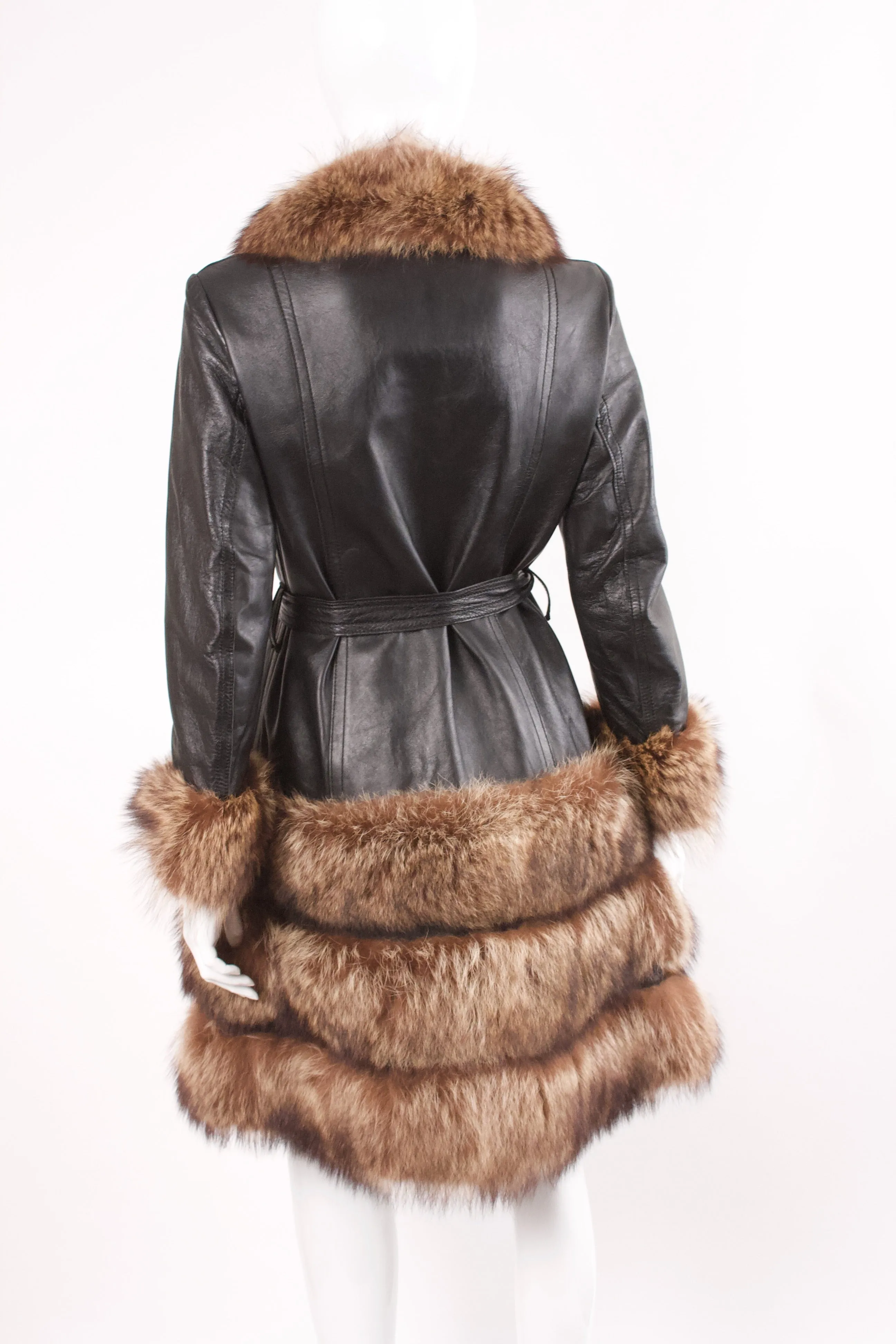 Vintage 60's Leather & Fur Coat