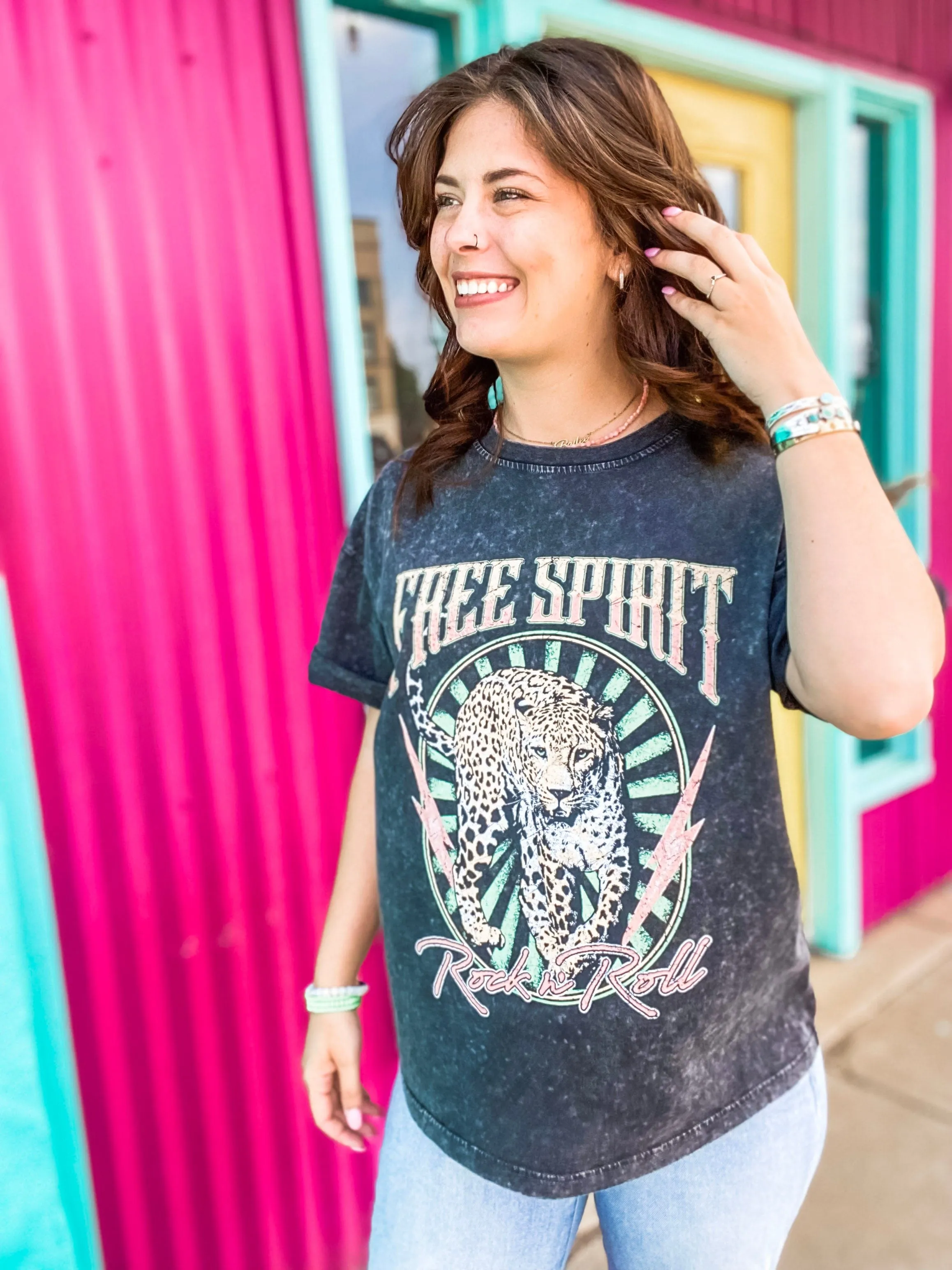 Vintage Tiger Mineral Washed Tee in Black