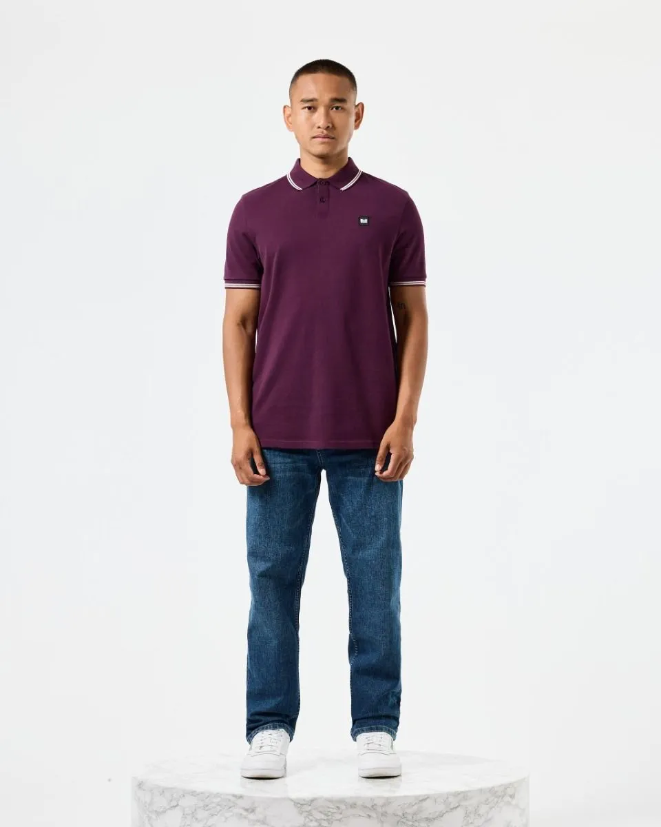 Weekend Offender Farina Double Tipped Polo Shirt Acai Berry Pale Blush