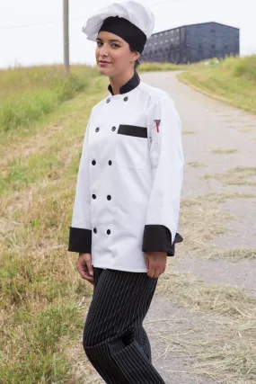 White With Black Trim Newport Chef Coat