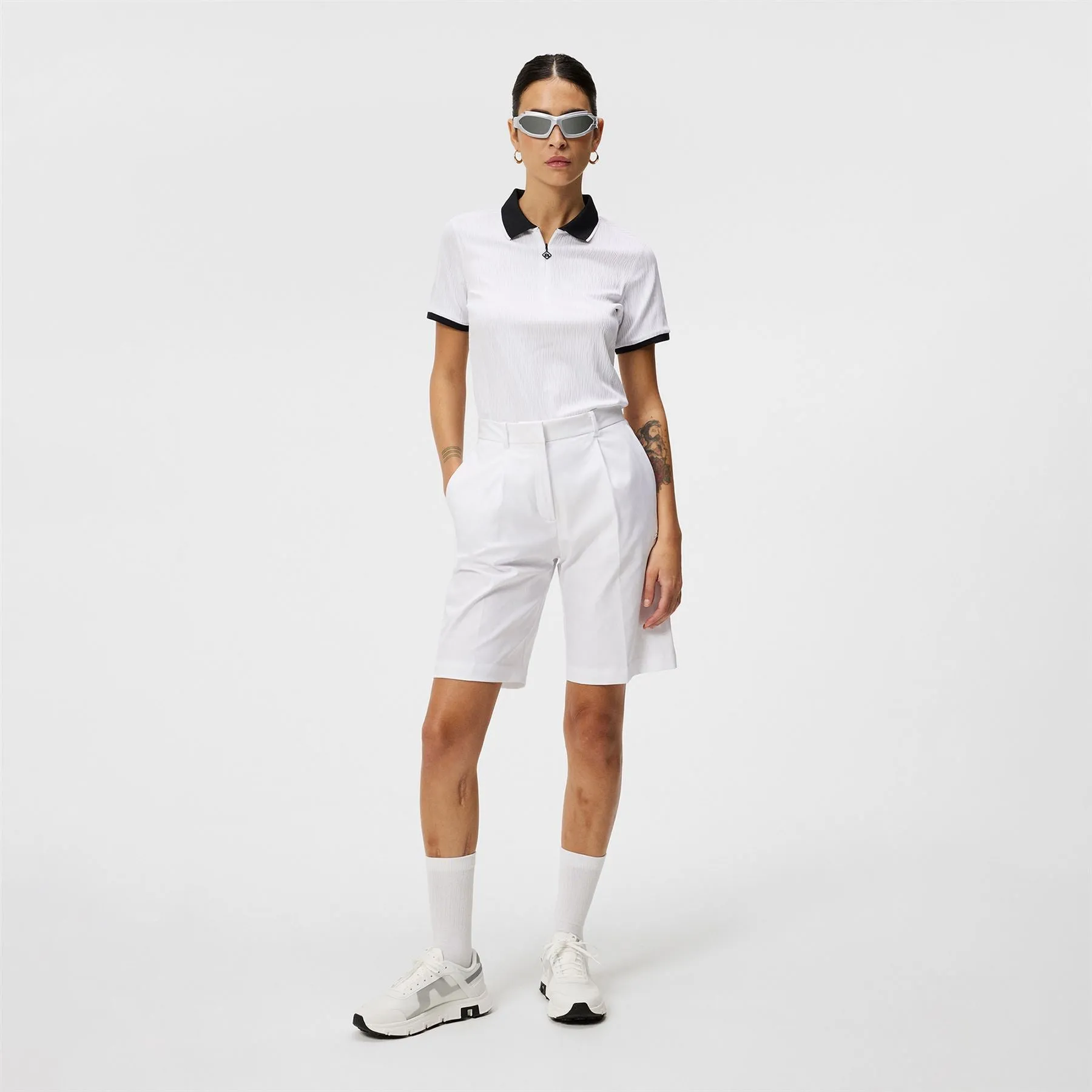 Womens Izara Wave Rib Jersey Polo White - SS24