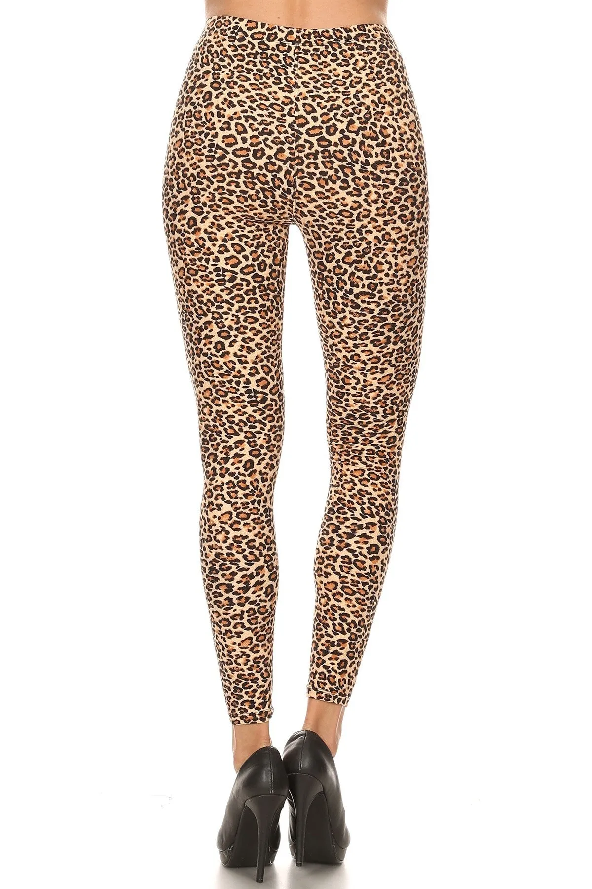 Women's Plus Small Cheetah Animal Skin Pattern Printed Leggings