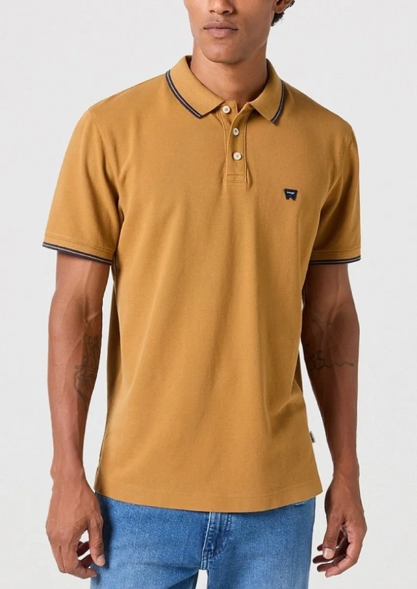 Wrangler Tipped Short Sleeve Polo Shirt Dijon